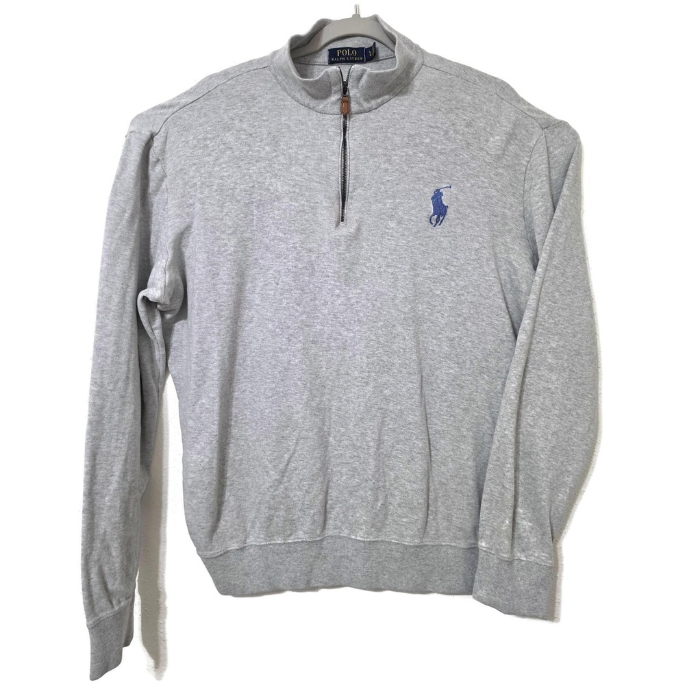 Polo Ralph Lauren Sweatshirt Mens Large Gray 1/4 Zip Mock Neck‎ Pony Logo Fleece